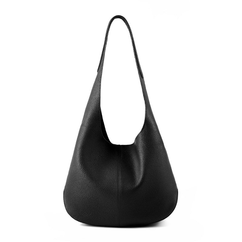 Women's Minimalism Fashion Solid Leather Shoulder Tote Bag-RAIIFY