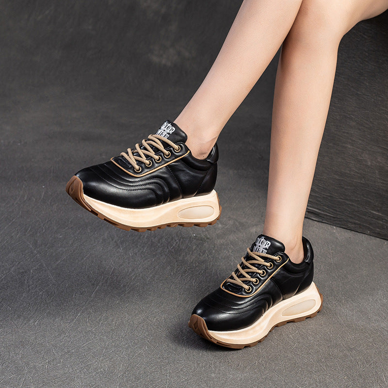 Women Minimalism Quilted Leather Casual Sneakers-RAIIFY