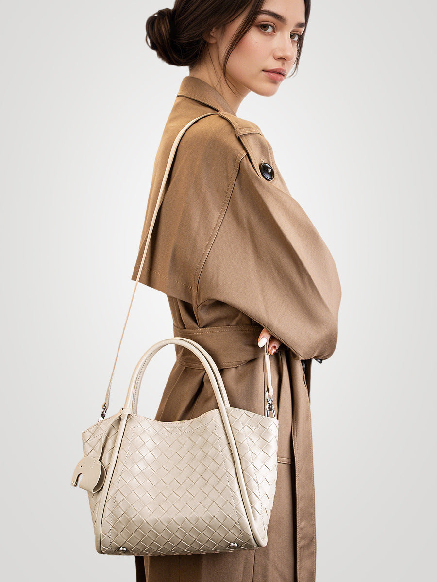 Women’s Retro Woven Leather Casual Tote Bag-RAIIFY