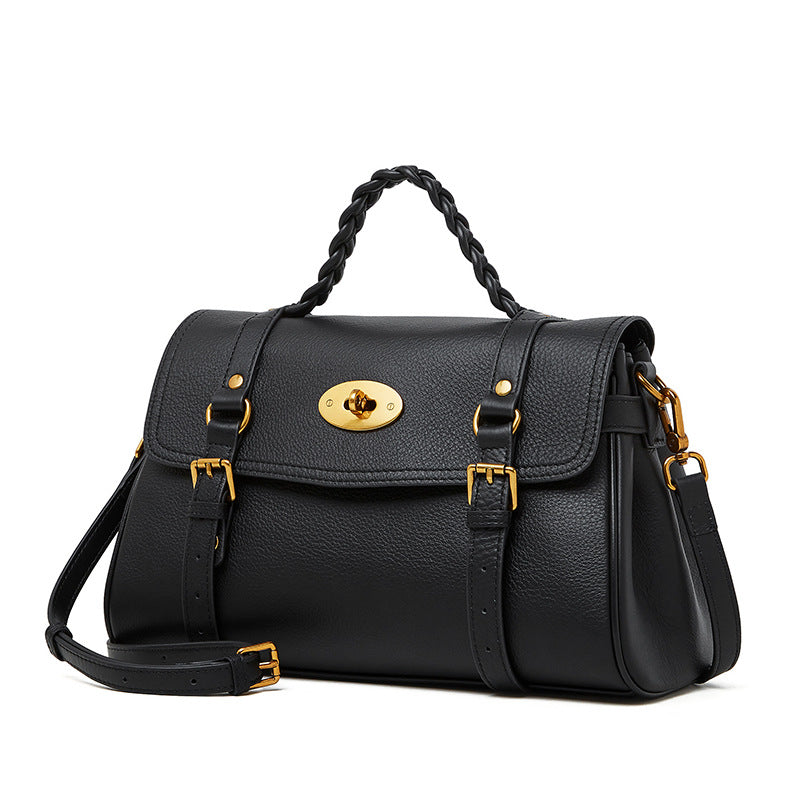 Women Retro Leather Buckle Casual Satchel Bag-RAIIFY