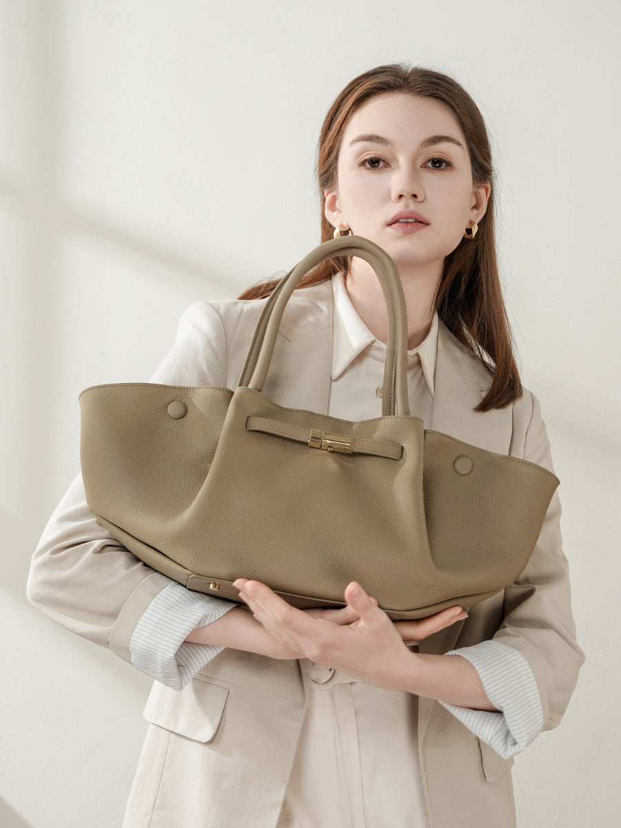 Women Minimalism Fashion Cowhide Casual Tote Bag-RAIIFY