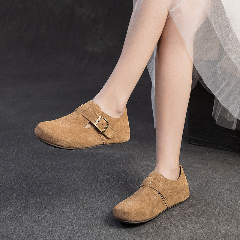 Women Retro Suede Casual Soft Flat Shoes-RAIIFY