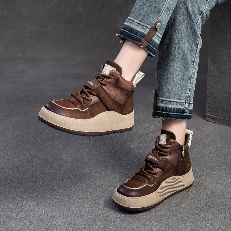 Women Cowhide Fashion Soft Comfort Casual Ankle Boots-RAIIFY