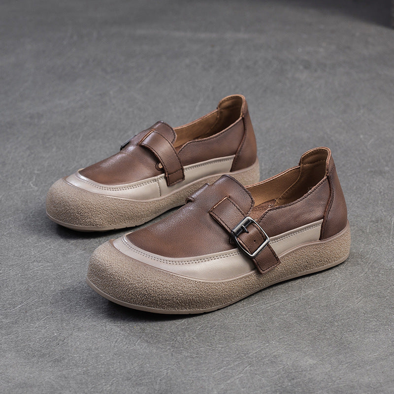 Women Retro Leather Minimalism Soft Casual Shoes-RAIIFY