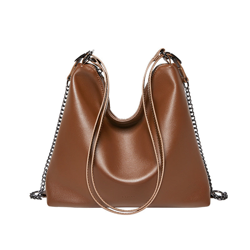 Women's Fashion Plain Soft Leather Tote Bag-RAIIFY