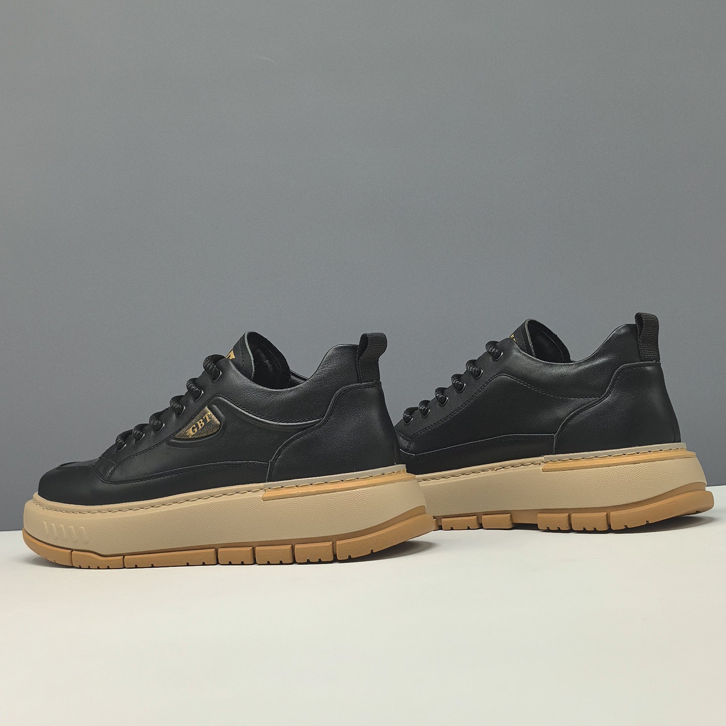 Men's Leather Platform Casual Sneakers-RAIIFY