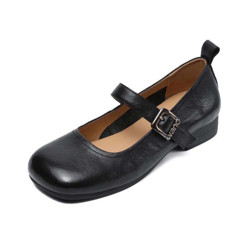 Women Vintage Soft Leather Mary Jane Shoes-RAIIFY