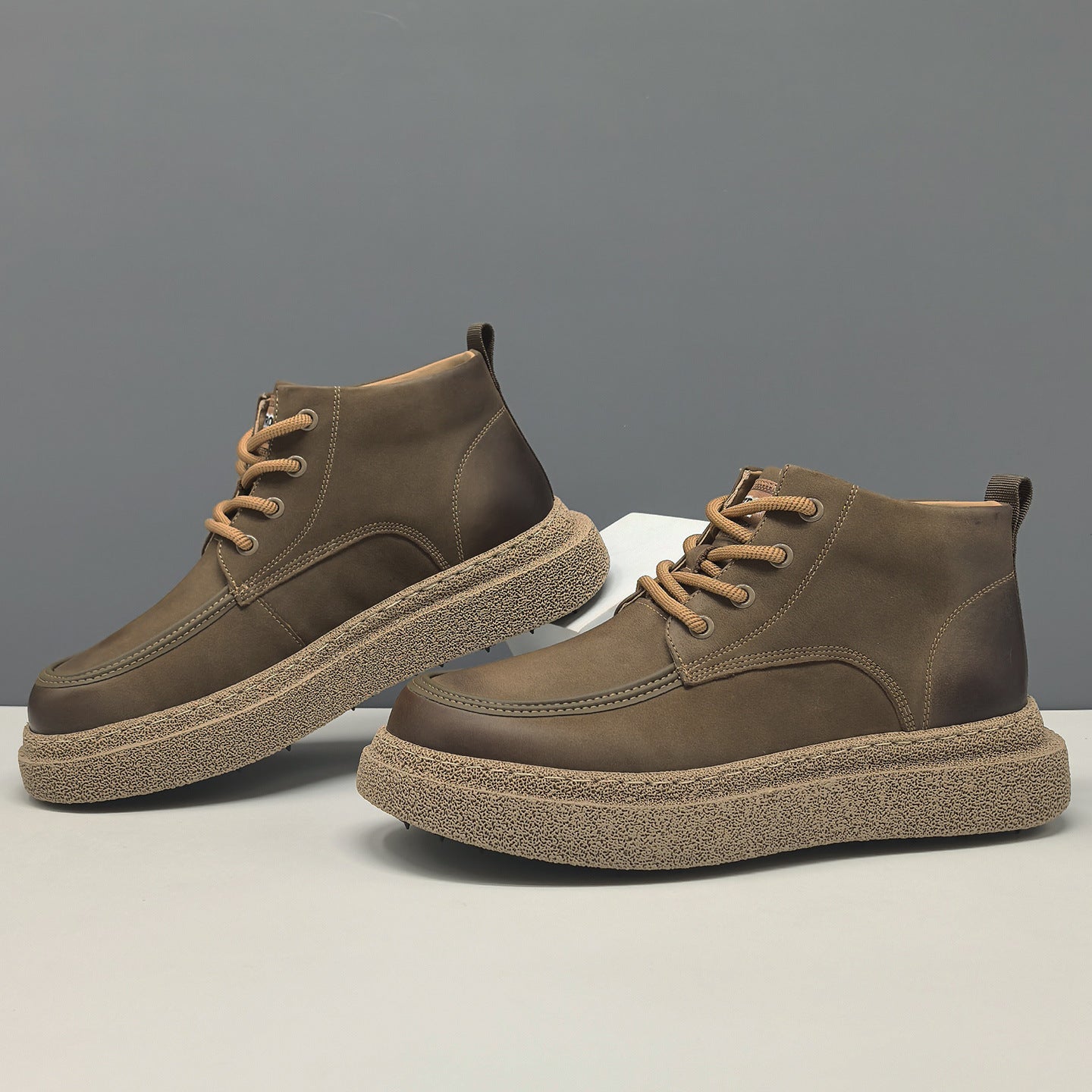 Men's Minimalist Plain Leather Flat Ankle Boots-RAIIFY