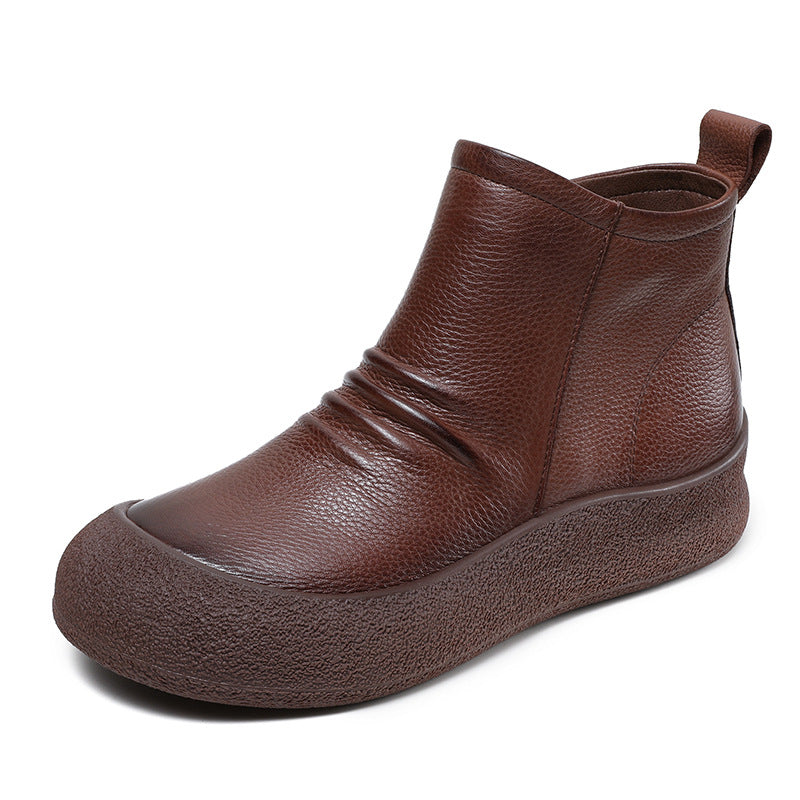 Women Retro Soft Leather Casual Ankle Boots-RAIIFY