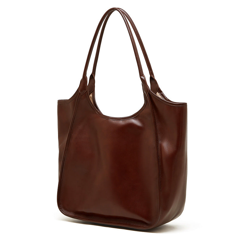 Women’s Vintage Soft Leather Shoulder Tote Bag-RAIIFY