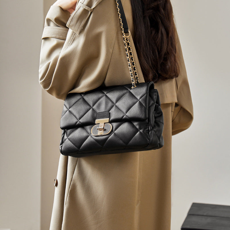 Women's Fashion Quilted Leather Chian Cross Body Bag-RAIIFY