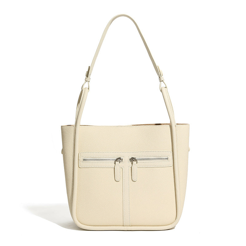 Women's Plain Leather Fashion Bucket Bag-RAIIFY