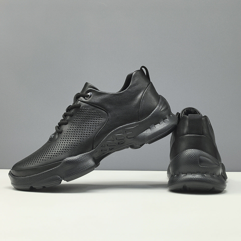 Men's Minimalism Plain Breathable Leather Casual Shoes-RAIIFY
