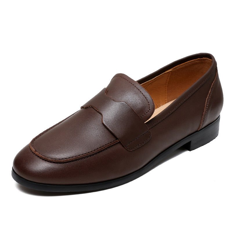 Women Retro Solid Leather Flat Casual Work Loafers-RAIIFY