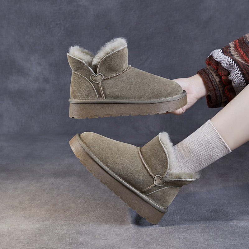 Women Retro Suede Furred Ankle Snow Boots-RAIIFY