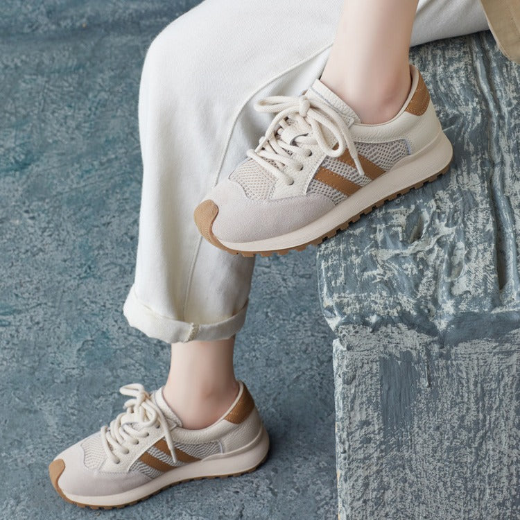 Women Fashoin Patchwork Leather Casual Training Sneakers-RAIIFY