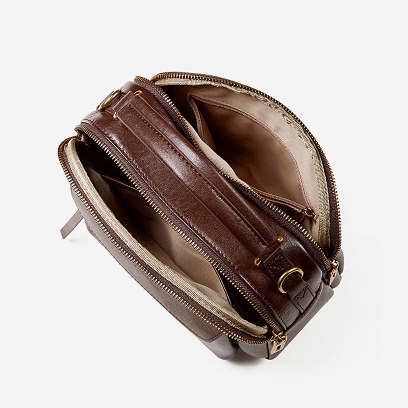 Women's Fashion Tanned Leather Boston Bag