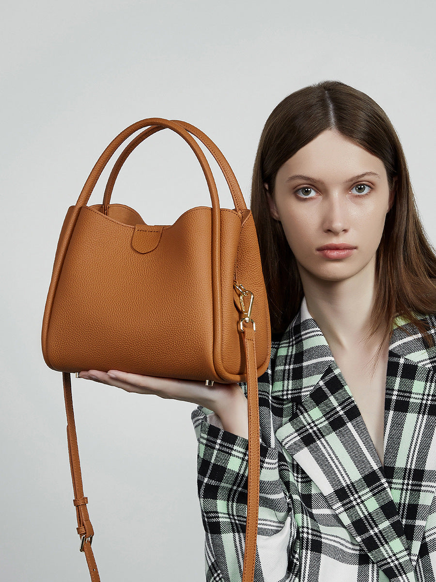 Women Fashion Plain Leather Casual Tote Bag-RAIIFY