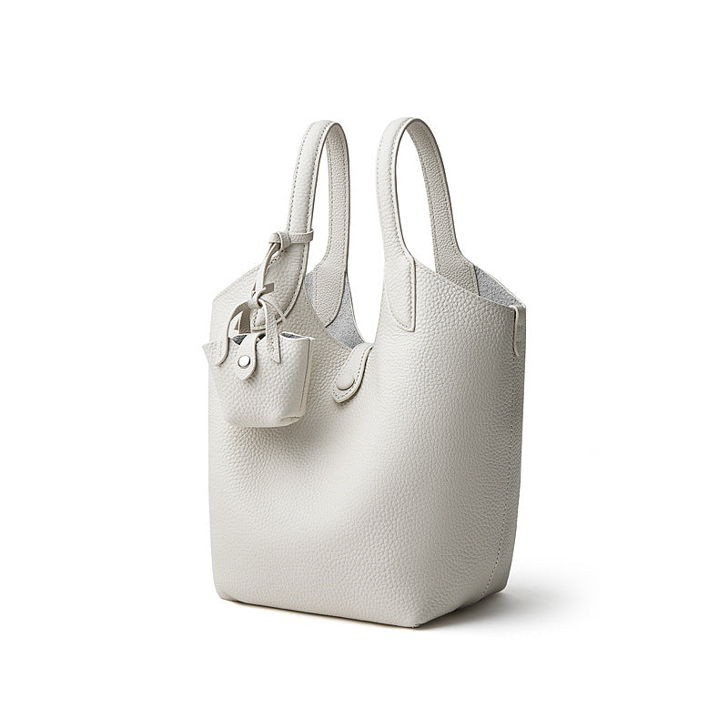 Women’s Fashion Plain Leather Bucket Bag-RAIIFY