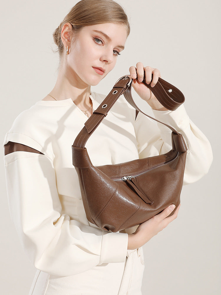 Women Soft Plain Leather Fashion Shoulder Bag-RAIIFY