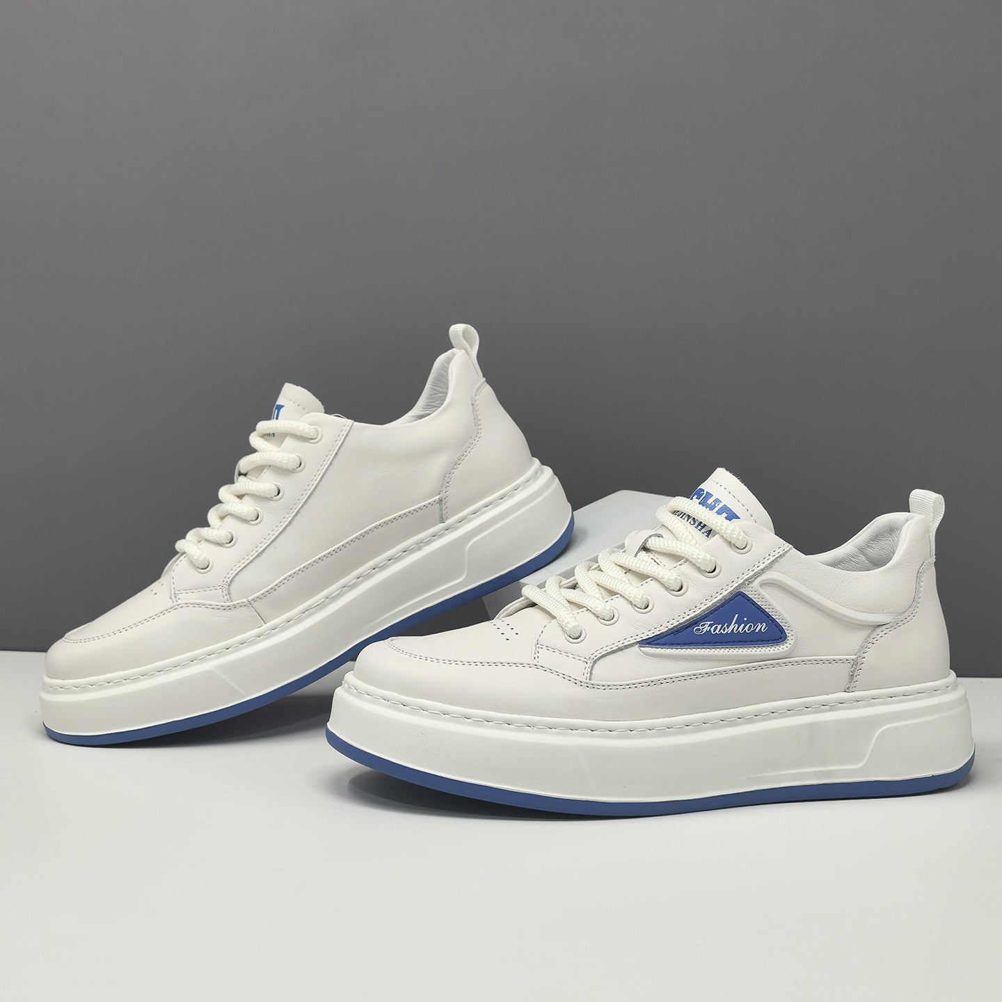 Men Genuine Leather Thick Sole Breathable Patchwork Casual Sneakers-RAIIFY