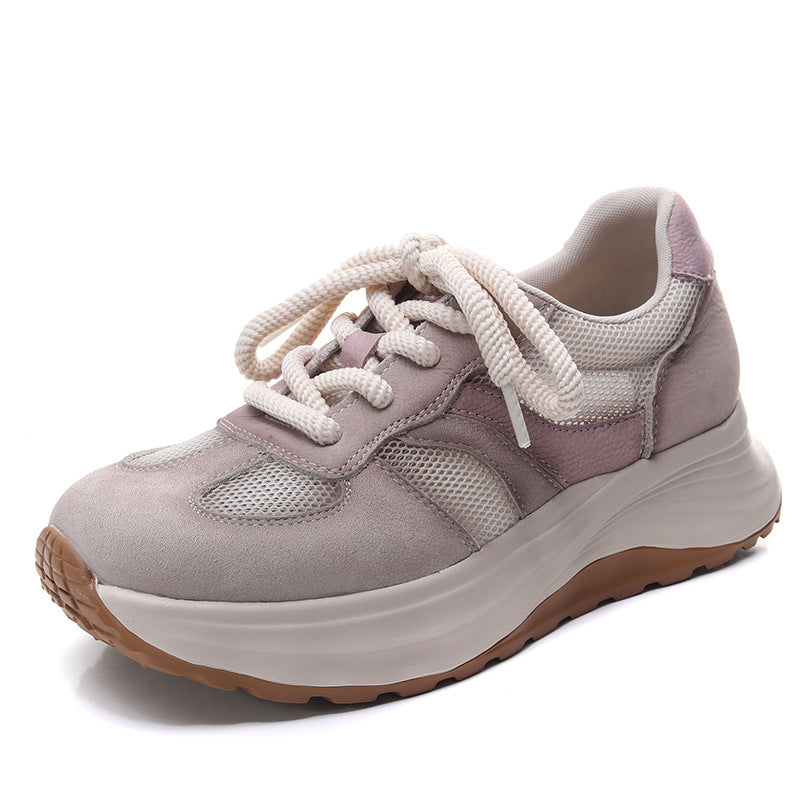Women's Fashion Breathable Mesh Leather Casual Sneakers-RAIIFY