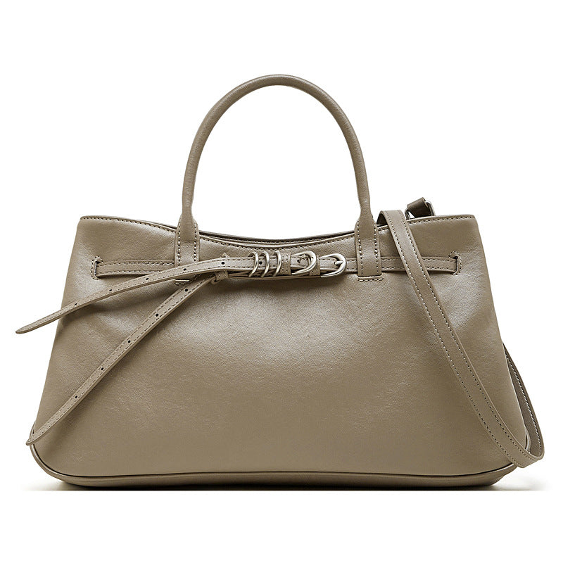 Women's Minimalist Plain Leather Satchel Bag-RAIIFY