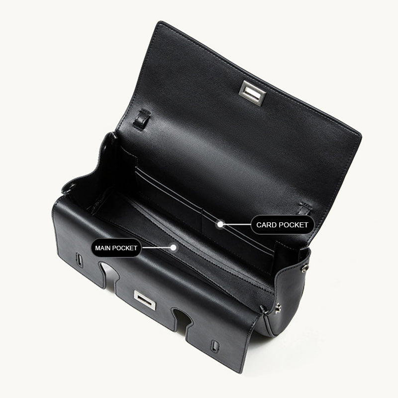 Women's Leather Small Square Handbag Shoulder Crossbody Bag-RAIIFY