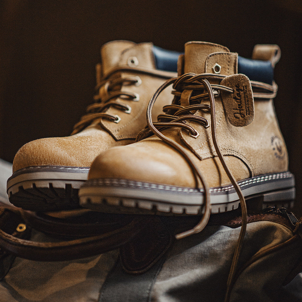 Men's Classic Quilted Leather Ankle Work Boots-RAIIFY