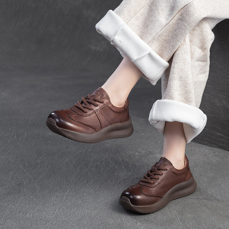 Women Minimalism Plain Quilted Leather Casual Shoes-RAIIFY