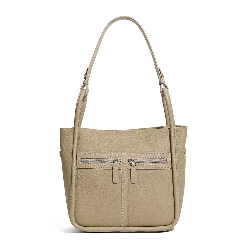 Women's Plain Leather Fashion Bucket Bag-RAIIFY