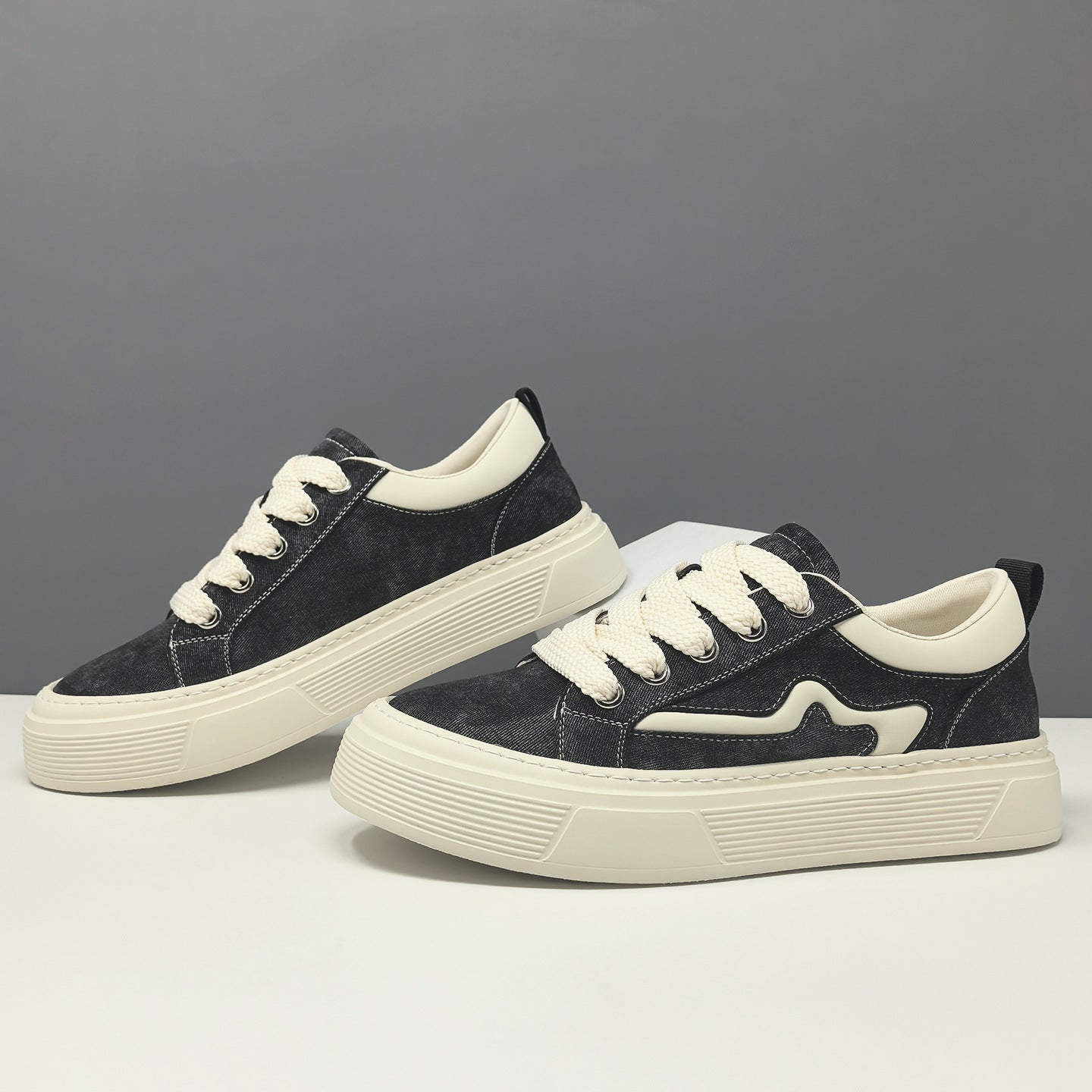 Men's Denim Patchwork Casual Board Shoes Fashion Sneakers-RAIIFY