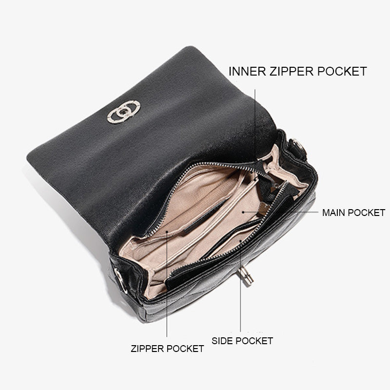 Women's Fashion Quilted Leather Mini Cross Body Bag-RAIIFY