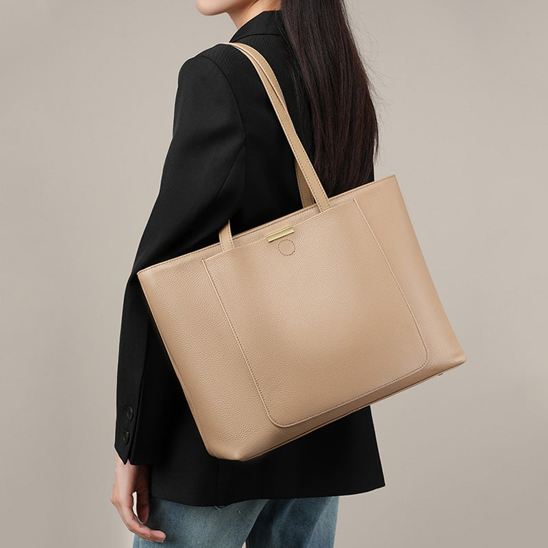 Women Casual Soft Cowhide Leather Tote Shoulder Bag-RAIIFY
