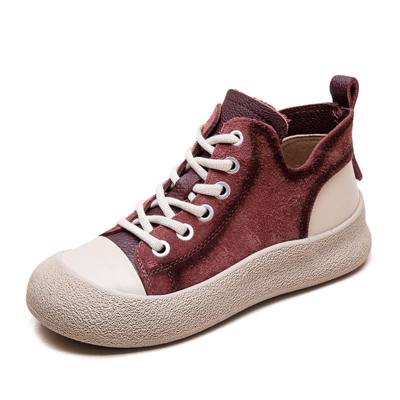 Women Fashion Leather High Top Casual Shoes-RAIIFY