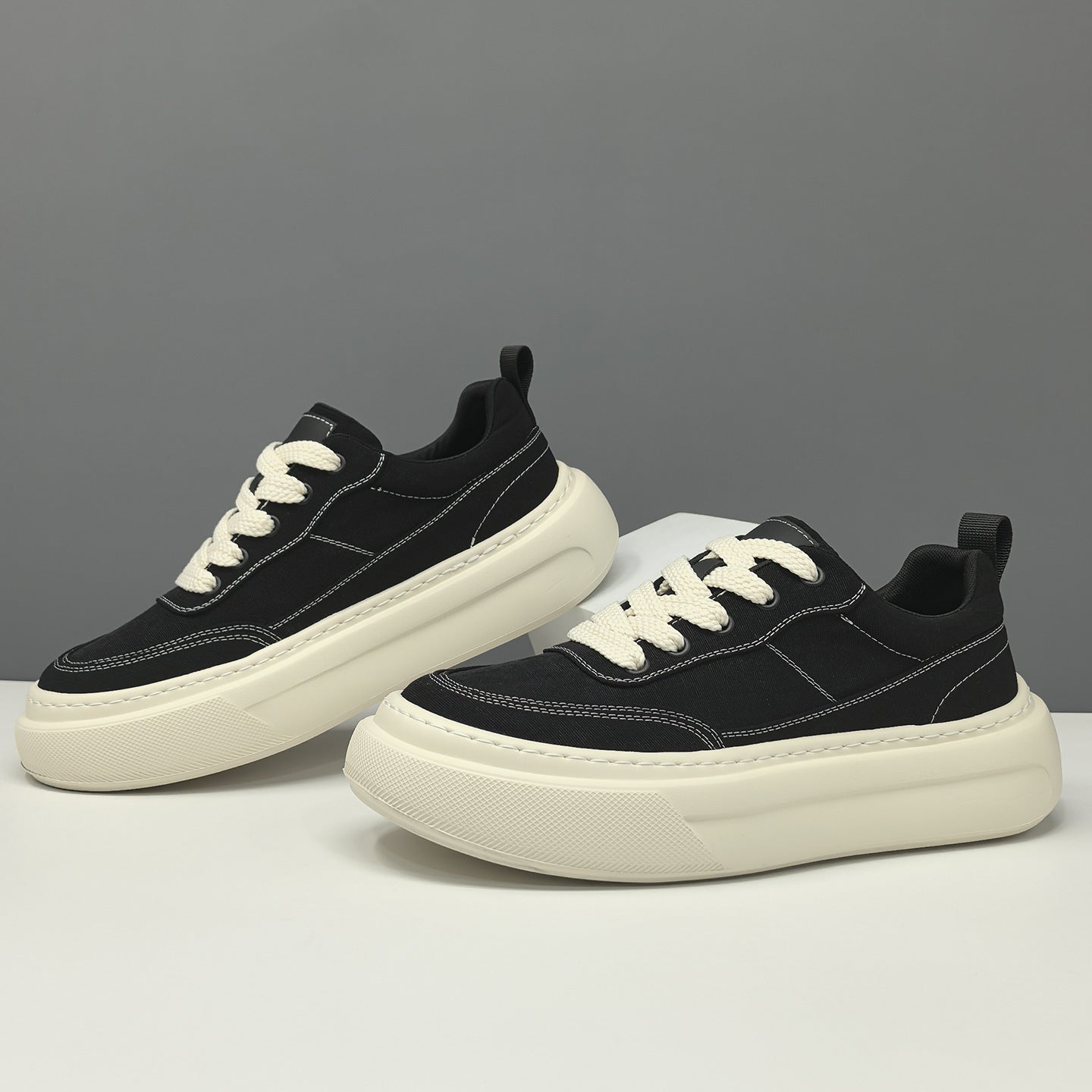 Men Breathable Ice Silk Fabric Platform Casual Wedge Sneakers-RAIIFY