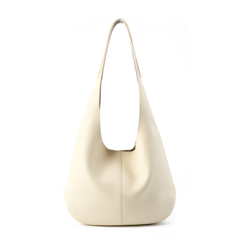 Women's Minimalism Fashion Solid Leather Shoulder Tote Bag-RAIIFY