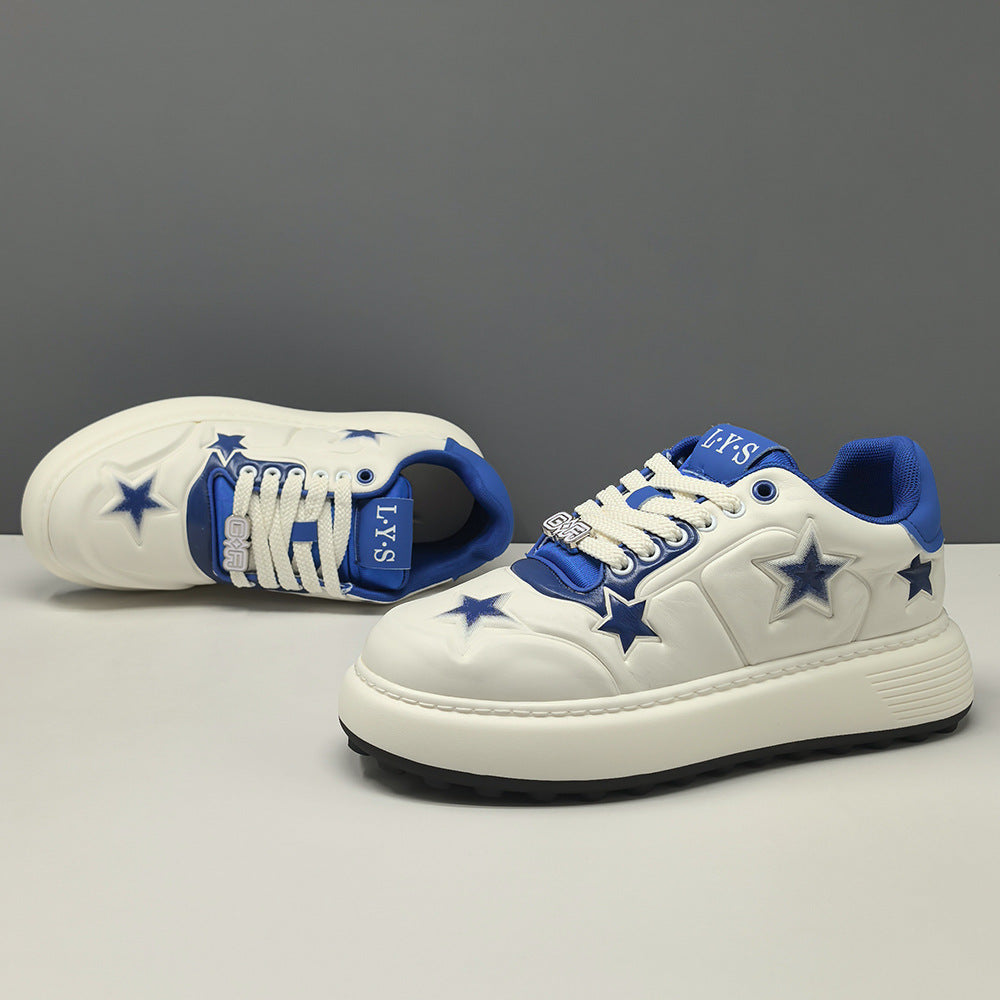 Men's Stylish Embossed Leather Flat Court Sneakers-RAIIFY