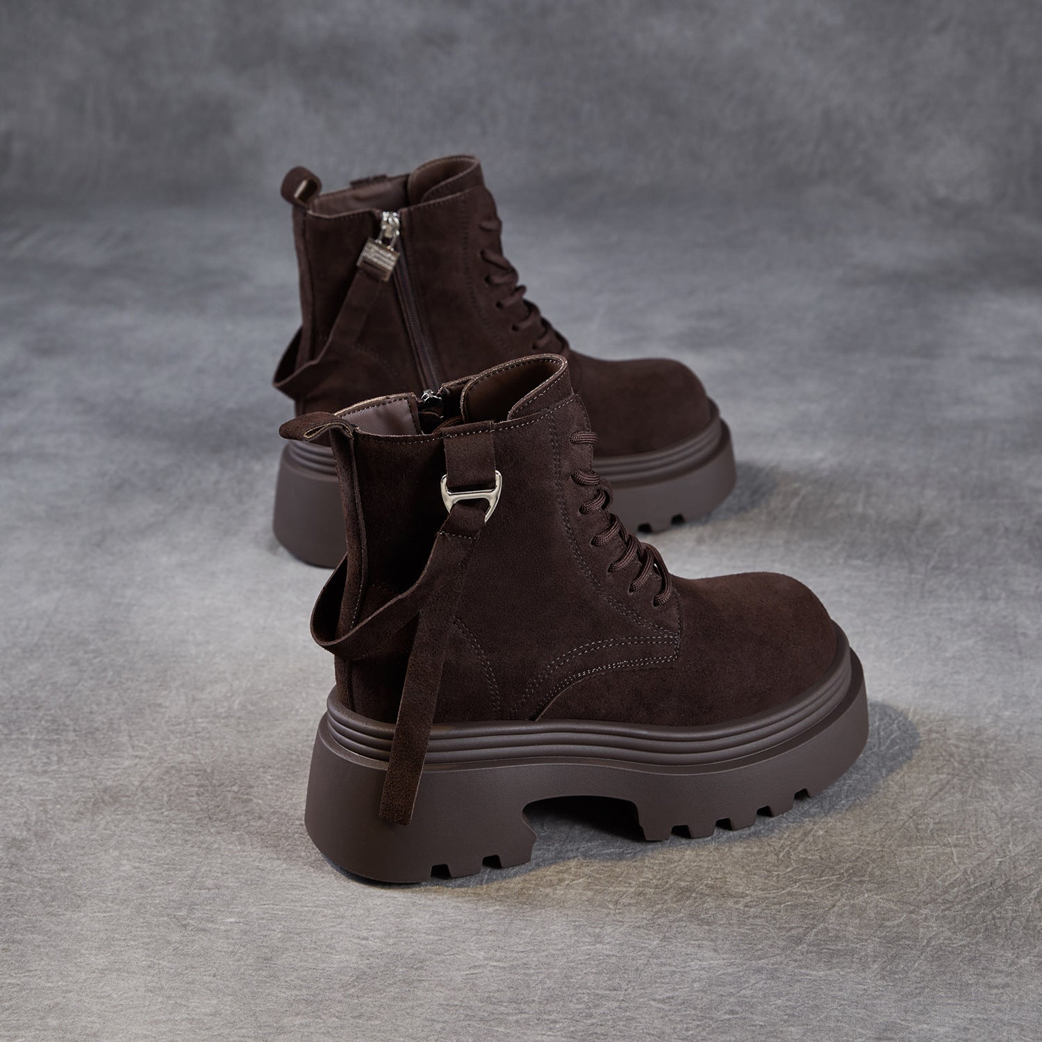 Women's Minimalist Plain Suede Platform Ankle Boots-RAIIFY