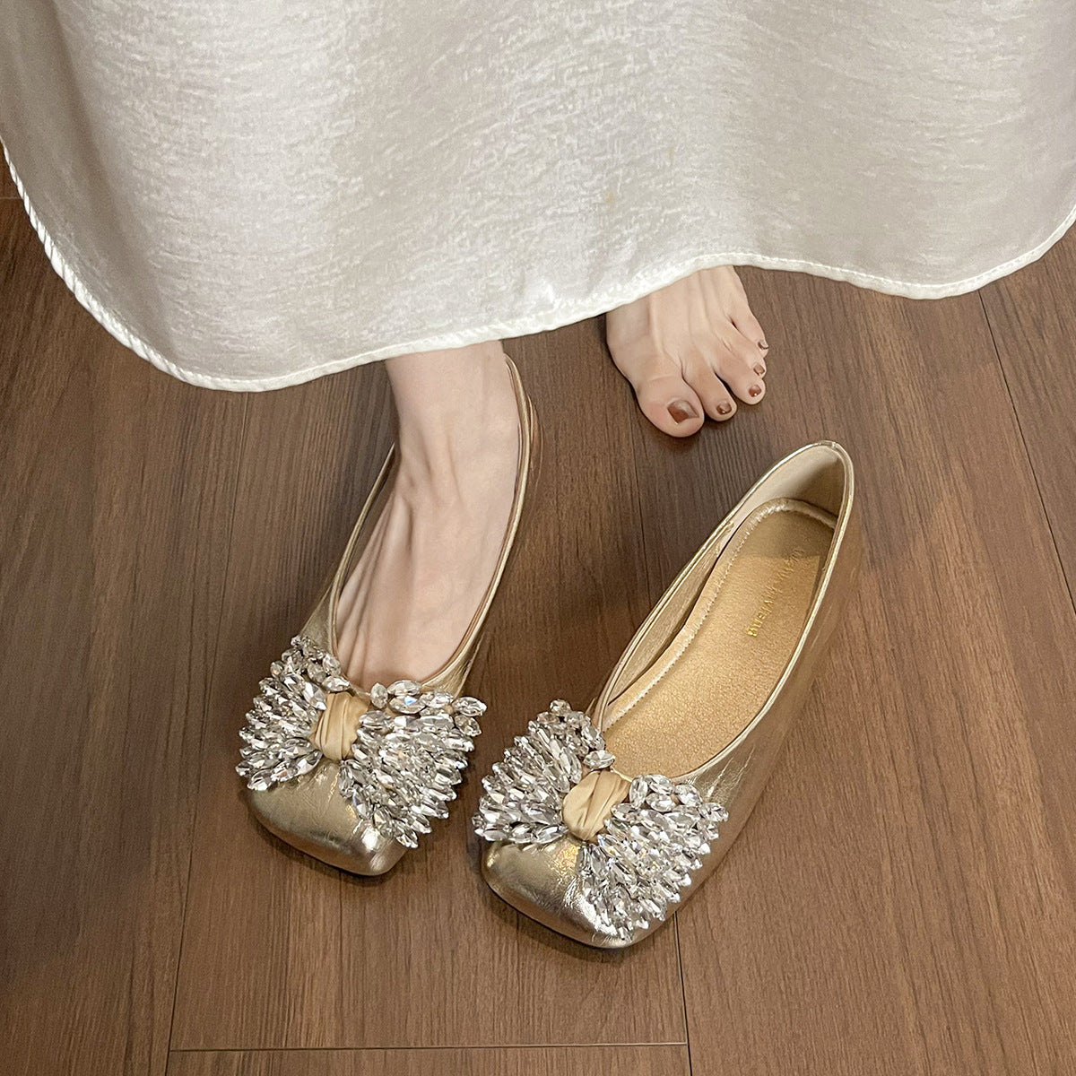 Women's Soft Comfortable Crystal Fashion Flats-RAIIFY
