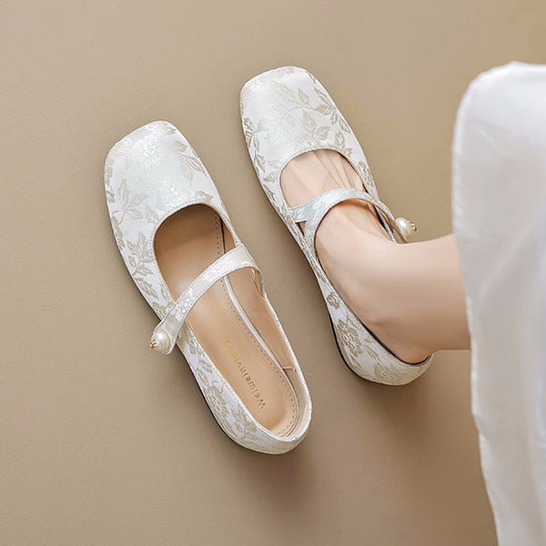 Wavlynn Nouvelles Green Retro Buckle Flats Soft Cowhide Leather Everyday Mary Jane Shoes