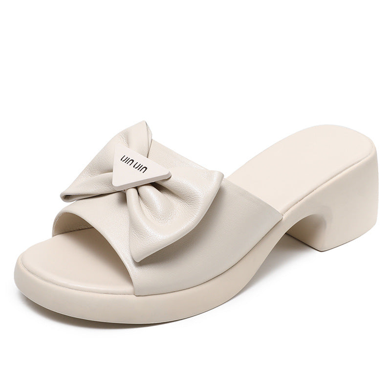 Women Summer Minimalist Chunky Heel Slides Sandals-RAIIFY