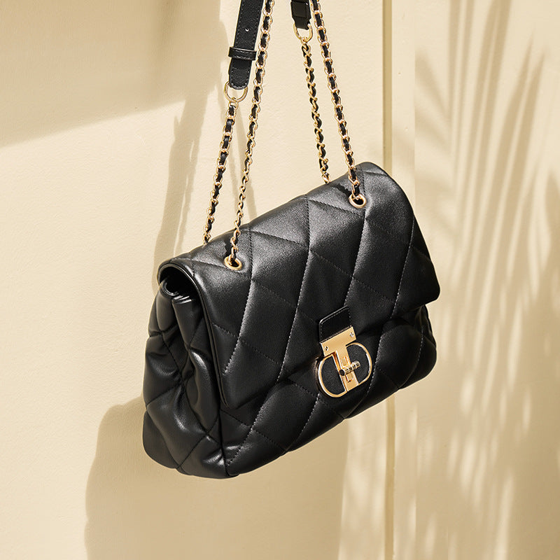 Women's Fashion Quilted Leather Chian Cross Body Bag-RAIIFY