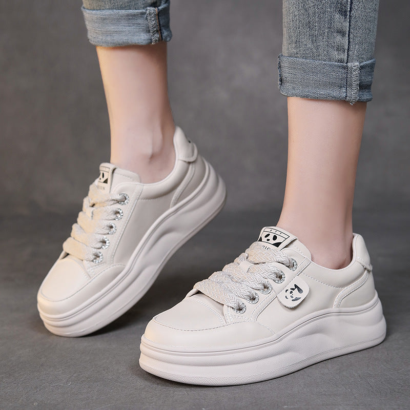 Women Minimalism Fashion Leather Casual Platform Shoes-RAIIFY