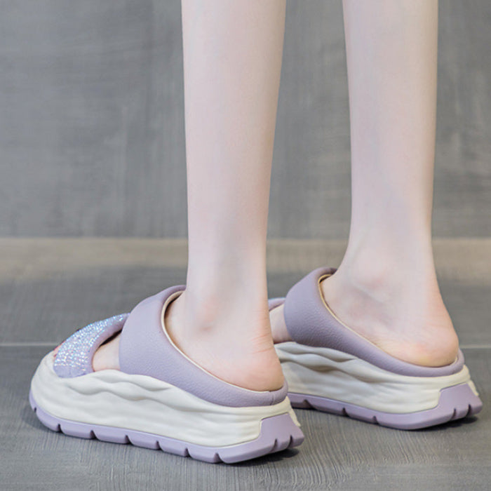 Women's Fashion Leather Platform Casual Summer Slides-RAIIFY