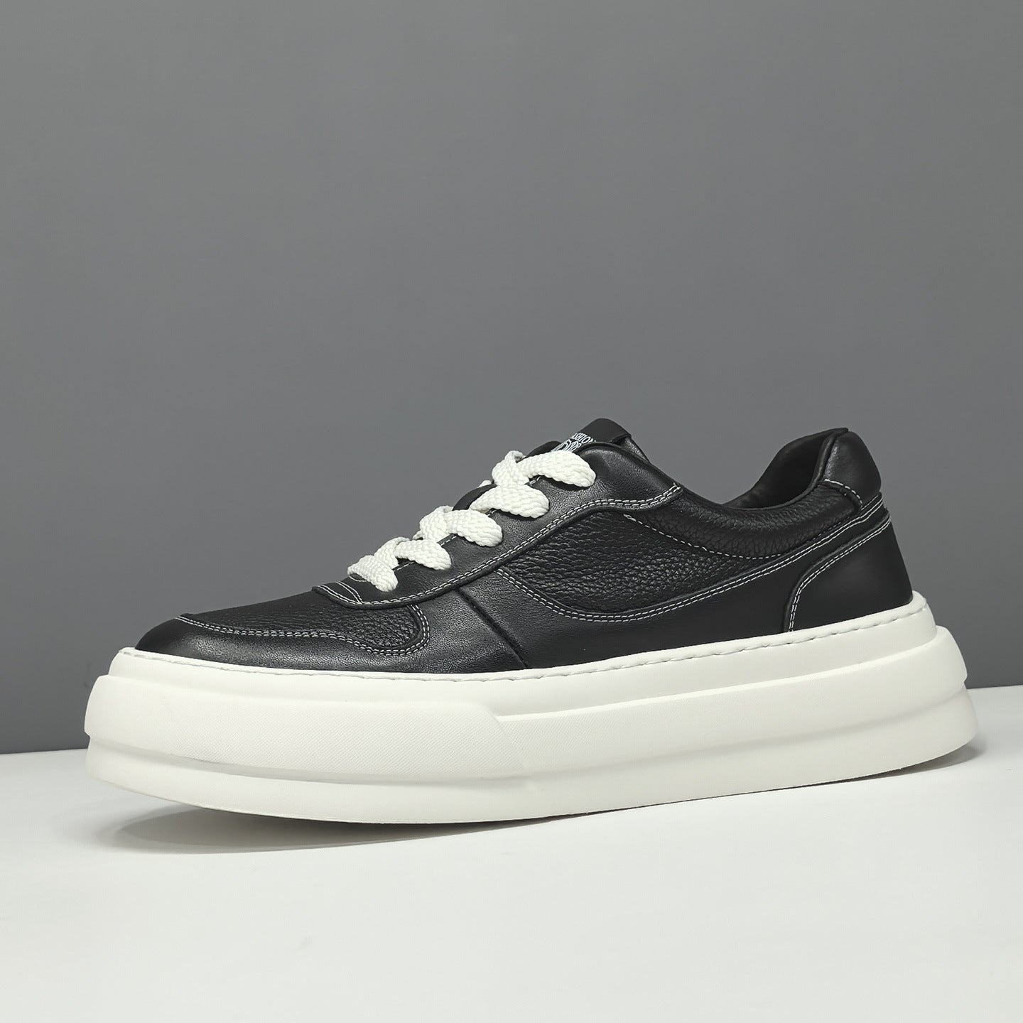 Men's Minimalist Fashion Plain Leather Casual Skate Shoes-RAIIFY