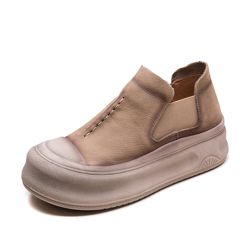 Women Minimalism Solid Soft Leather Casual Shoes-RAIIFY