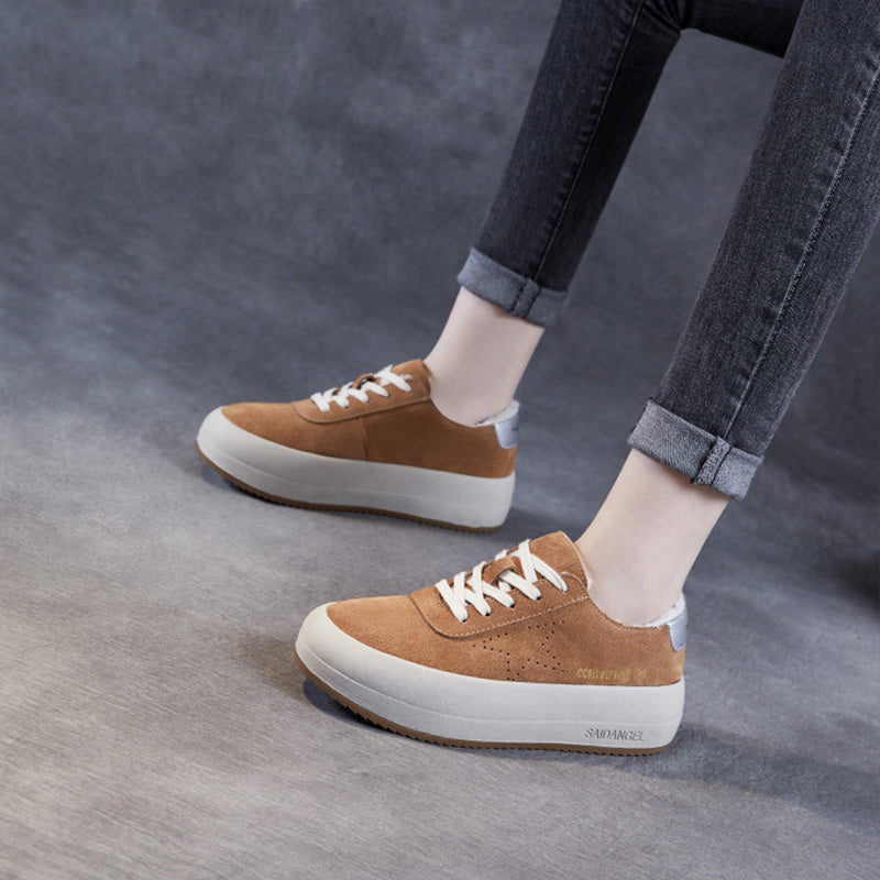 Women Minimalism Fashion Solid Suede Flat Casual Shoes-RAIIFY