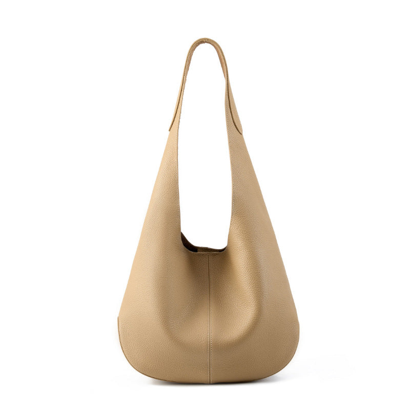 Women's Minimalism Fashion Solid Leather Shoulder Tote Bag-RAIIFY