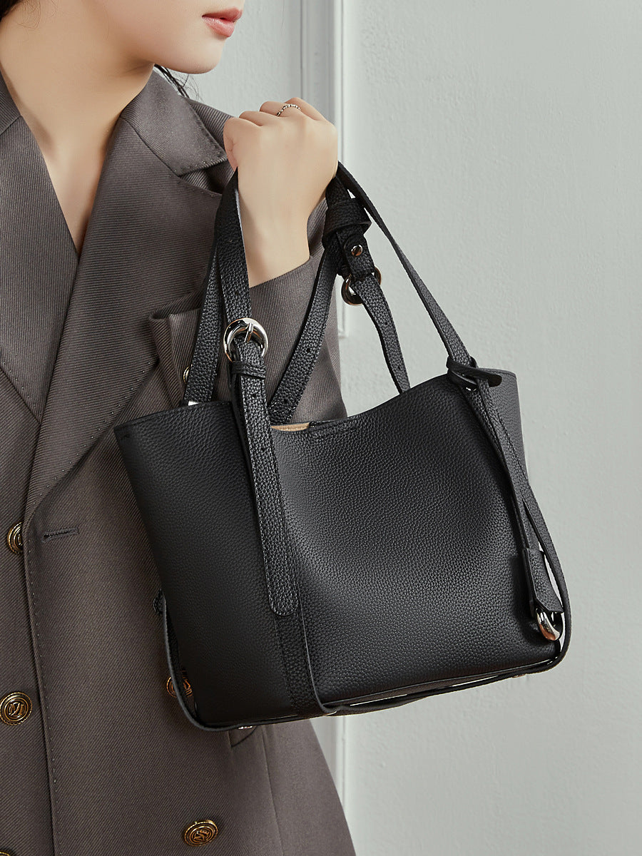 Women’s Stylish Leather Convertible Bucket Bag-RAIIFY